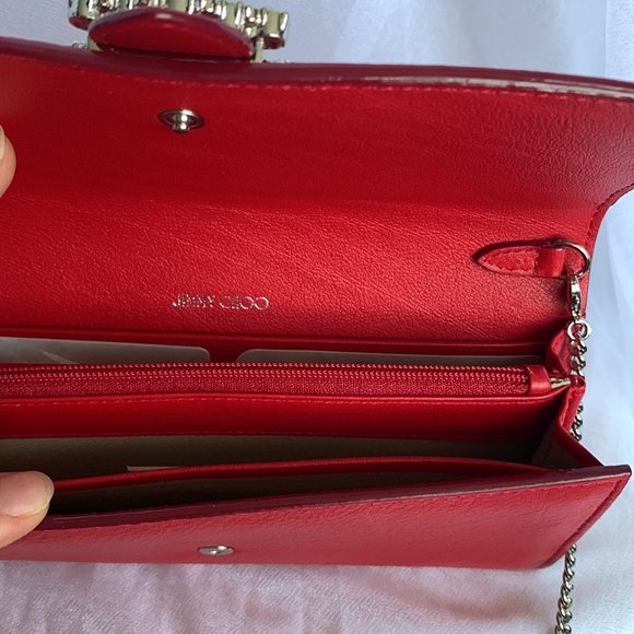 Brand New Jimmy Choo Cheri Crossbody Clutch Royal Red - Picture 7 of 9